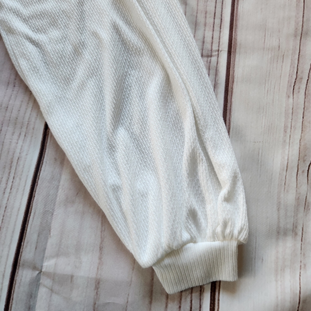 **SOLD** Free People "Devin Top" Henley Balloon Sleeve Shirt White | Size L - Picture 6 of 12